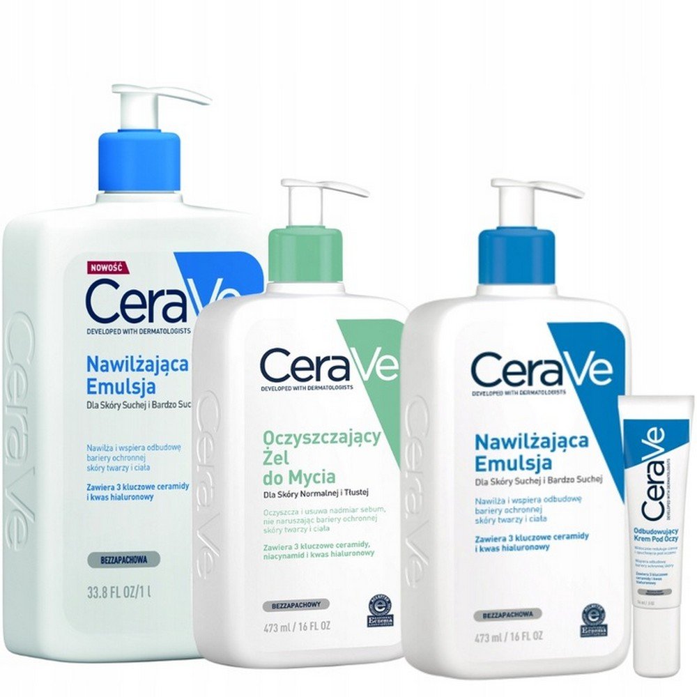 cerave limited set emulsion 473ml gel eye cream free gel 1l CeraVe Limited Set: Emulsion, Cleansing Gel, Eye Cream + Free Gel 1L