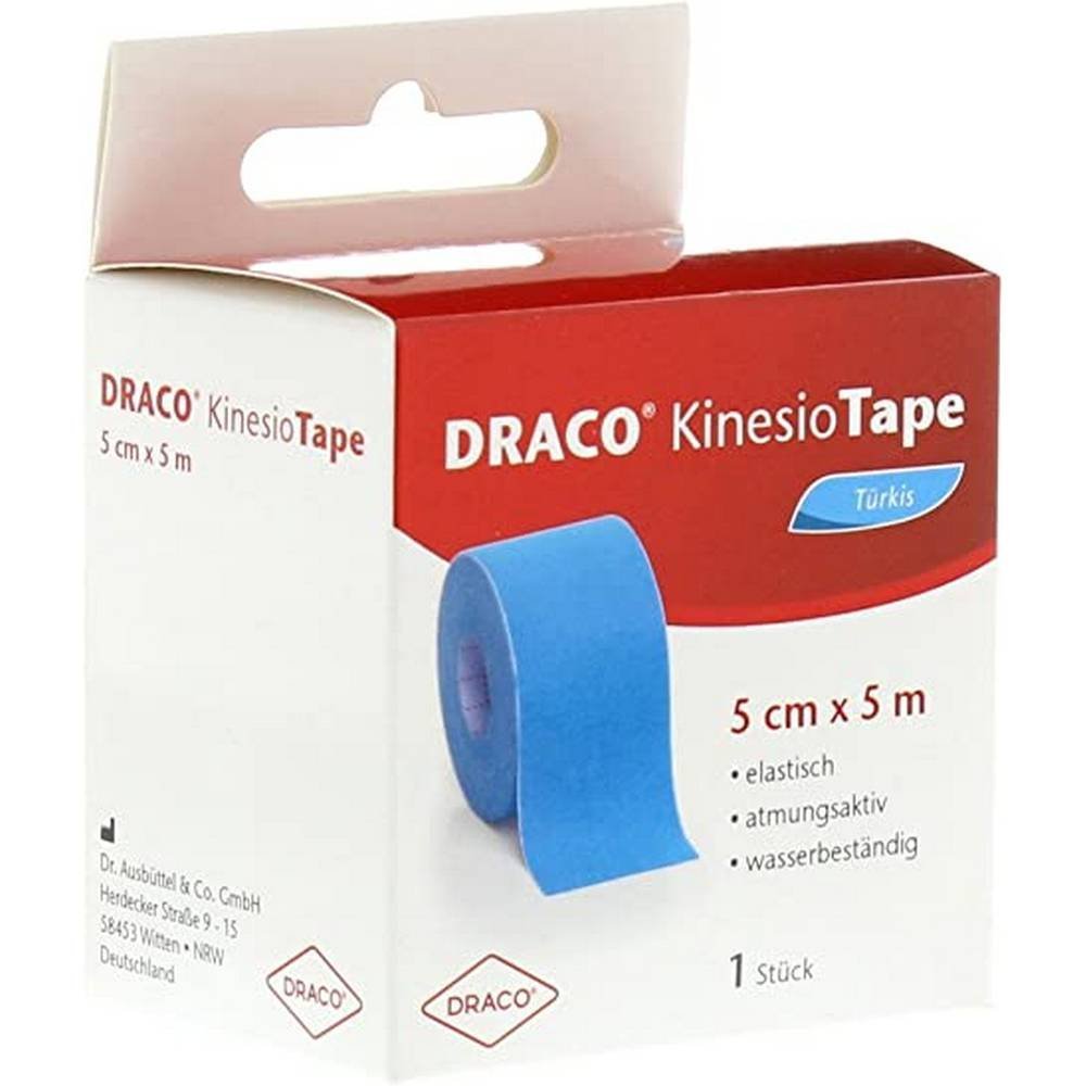 draco kinesiotape 5 cmx5 m turquoise 1 piece DRACO KINESIOTAPE 5 cmx5 m turquoise, 1 piece