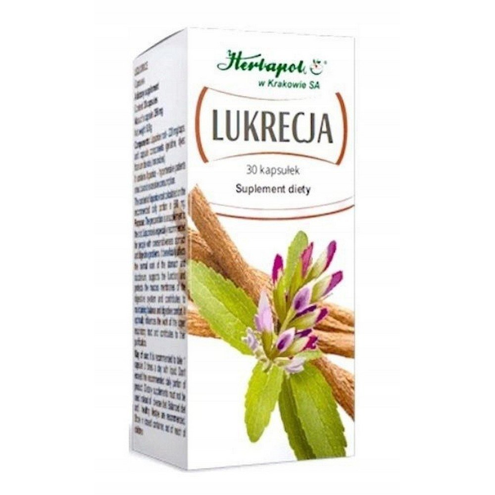 herbapol krakowdietary supplement licorice 220 mg licorice30 pcssuplement diety lukrecja 220 mg lukrecja 30 szt Herbapol Kraków Licorice Dietary Supplement 220 mg 30 pcs