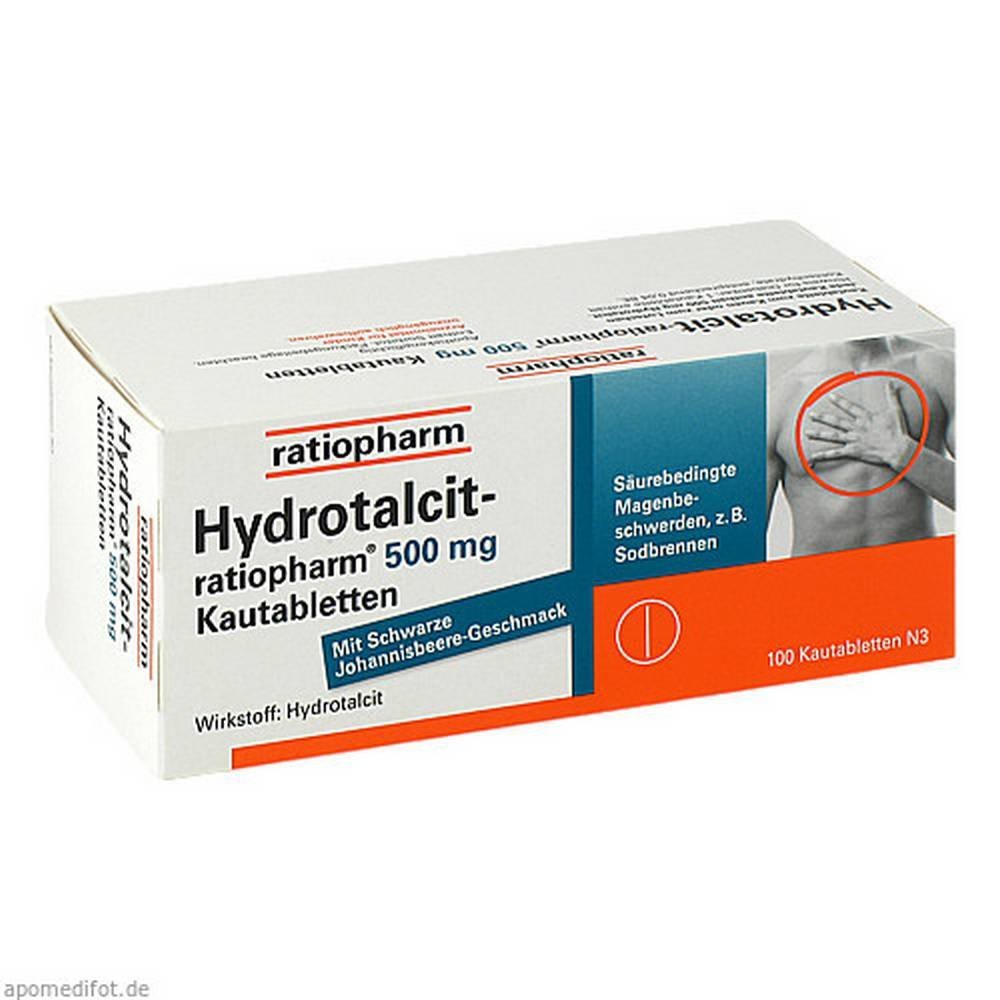 hydrotalcit ratiopharm 500 mg chewable tablets 100 pcs Hydrotalcit Ratiopharm 500 mg Chewable Tablets 100 pcs