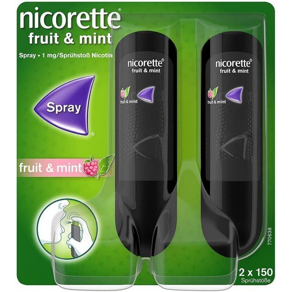 nicorette fruit and mint spray 1 mgspray 2 pcs NICORETTE Fruit & Mint Spray 1 mg/spray, 2 pcs