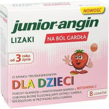 Junior-Angin Lollipops for Sore Throat (Strawberry Flavour) 8 pcs