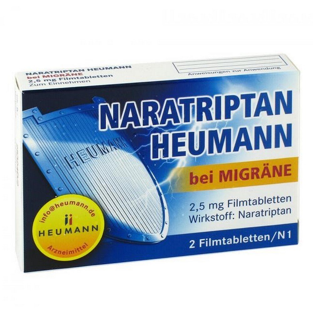 Naratriptan Heumann 2.5 mg Film-Coated Tablets 2 pcs Naratriptan Heumann 2.5 mg Film-Coated Tablets 2 pcs