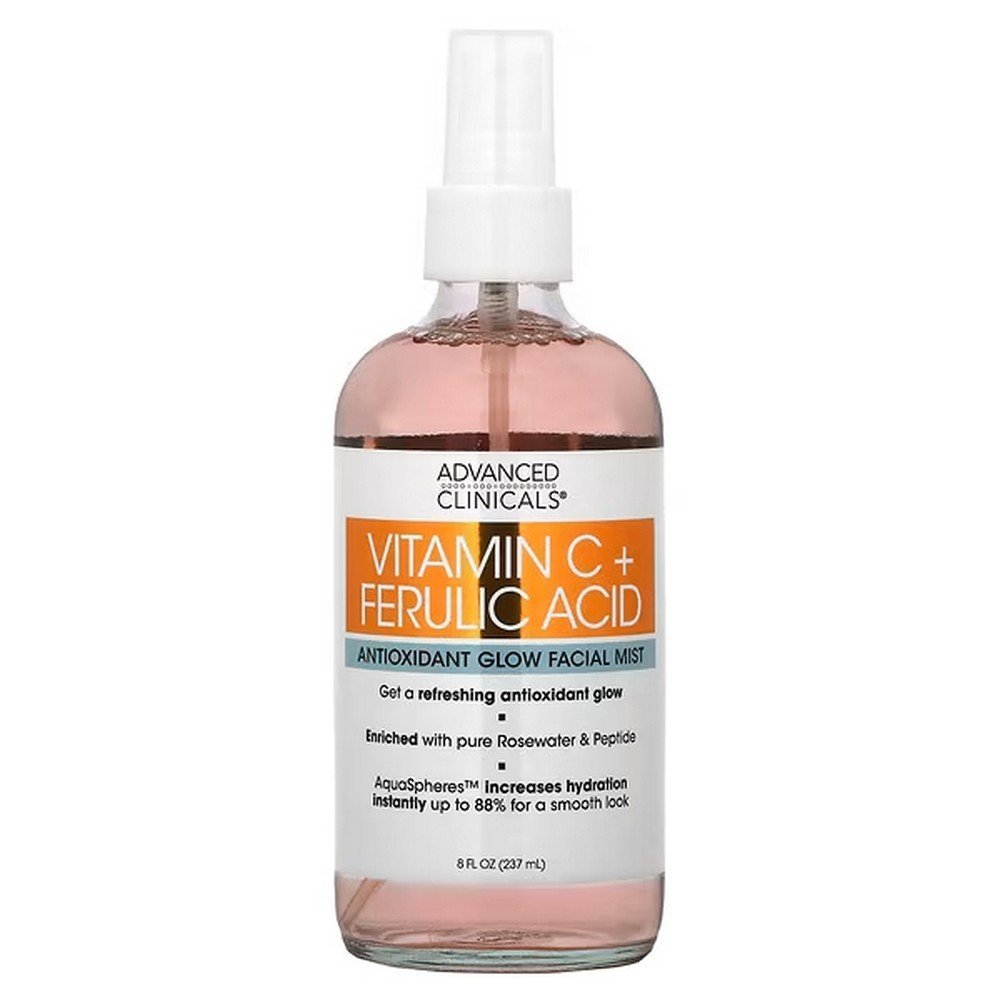 Advanced Clinicals, Vitamin C + Ferulic Acid, Antioxidant Glow Facial Mist, 28 fl oz (237 ml), Advanced Clinicals, спрей для лица с антиоксидантным действием, с витамином C и феруловой кислотой Advanced Clinicals, Vitamin C + Ferulic Acid, Antioxidant Glow Facial Mist, 28 fl oz (237 ml), Advanced Clinicals, спрей для лица с антиоксидантным действием, с витамином C и феруловой кислотой