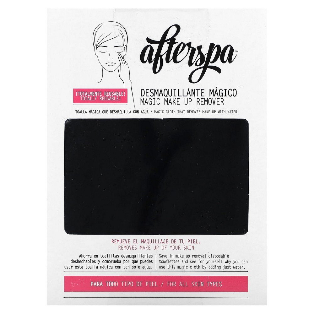 AfterSpa, Magic Make Up Remover Reusable Cloth, Black, 1 Cloth, AfterSpa, Magischer Make-Up-Entferner, Wiederverwendbares Tuch, Schwarz AfterSpa, Magic Make Up Remover Reusable Cloth, Black, 1 Cloth, AfterSpa, Magischer Make-Up-Entferner, Wiederverwendbares Tuch, Schwarz