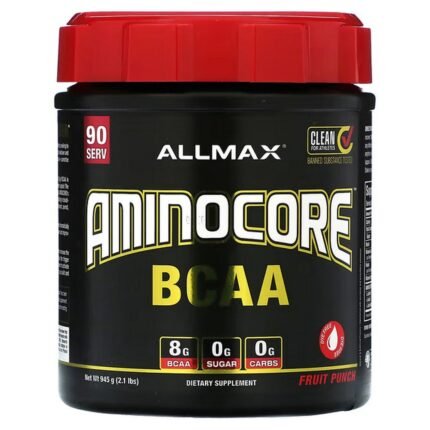ALLMAX, AMINOCORE BCAA, Fruit Punch, 945 g (2.1 lbs.), ALLMAX, AMINOCORE BCAA, фруктовый пунш, 945 г (2