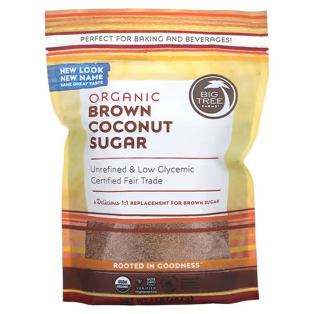 Big Tree Farms, Organic Brown Coconut Sugar, 454 g (1 pound);Big Tree Farms, Organischer, brauner Kokosnussblütenzucker Big Tree Farms, Organic Brown Coconut Sugar, 454 g (1 pound);Big Tree Farms, Organischer, brauner Kokosnussblütenzucker