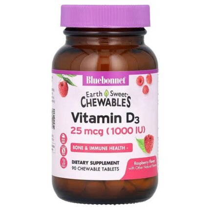 Bluebonnet Nutrition, Earth Sweet Chewables, Chewables, Vitamin D3, 25 mcg (1, 000 IU), 90 Chewables, Bluebonnet Nutrition, Earth Sweet Chewables, витамин D3, 25 мкг (1000 МЕ)