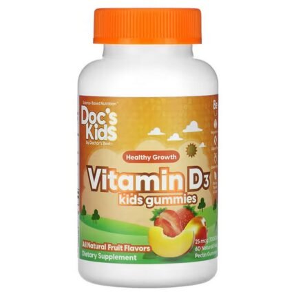 Doctor’s Best, Doc’s Kids, Vitamin D3 Kids Gummies, 25 mcg (1, 000 IU), 60 Gummies, Doctor’s Best, Doc’s Kids, детские жевательные мармеладки с витамином D3, 25 мкг (1000 МЕ)