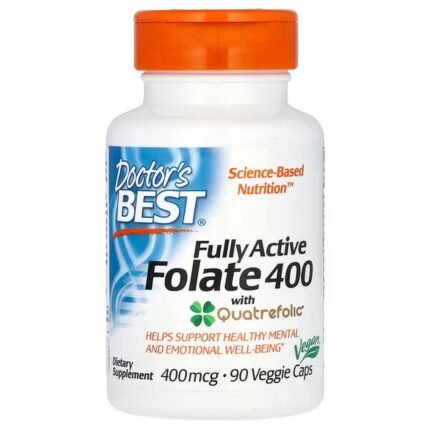 Doctor’s Best, Fully Active Folate 400 with Quatrefolic, 400 mcg, 90 Vegetarian Capsules, Doctor’s Best, полностью активный фолат 400 с Quatrefolic, 400 мкг