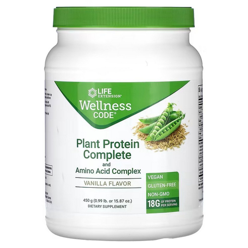 Life Extension, Wellness Code, Plant Protein Complete and Amino Acid Complex, Vanilla, 450 g (0.99 lb.), Life Extension, Wellness Code, Plant Protein Complete und Amino Acid Complex, Vanille, 450 g (0 Life Extension, Wellness Code, Plant Protein Complete and Amino Acid Complex, Vanilla, 450 g (0.99 lb.), Life Extension, Wellness Code, Plant Protein Complete und Amino Acid Complex, Vanille, 450 g (0