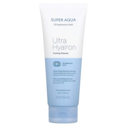 Missha, Super Aqua, Ultra Hyalron Foaming Cleanser, 6.76 fl oz (200 ml), Missha, Super Aqua Ultra Hyalon, schäumender Reiniger, 200 ml (6