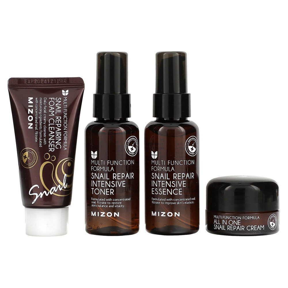 Mizon, Snail Miniature Set, 4 Piece Set, Mizon, Schnecke-Miniatur-Set Mizon, Snail Miniature Set, 4 Piece Set, Mizon, Schnecke-Miniatur-Set