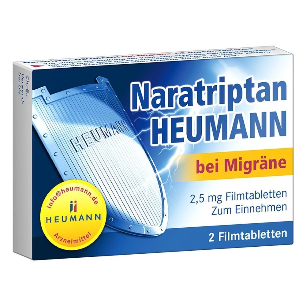 Naratriptan Heumann for migraines 2.5mg (2 pieces), Naratriptan Heumann bei Migräne 2 Naratriptan Heumann for migraines 2.5mg (2 pieces), Naratriptan Heumann bei Migräne 2