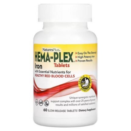 NaturesPlus, Hema-Plex, Iron with Essential Nutrients for Healthy Red Blood Cells, 60 Tablets, NaturesPlus, Hema-Plex, железо с необходимыми питательными веществами для здоровья эритроцитов