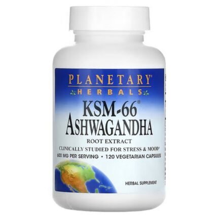 Planetary Herbals, KSM-66 Ashwagandha, 600 mg, 120 Vegetarian Capsules, Planetary Herbals, KSM-66 Ашваганда, 600 мг
